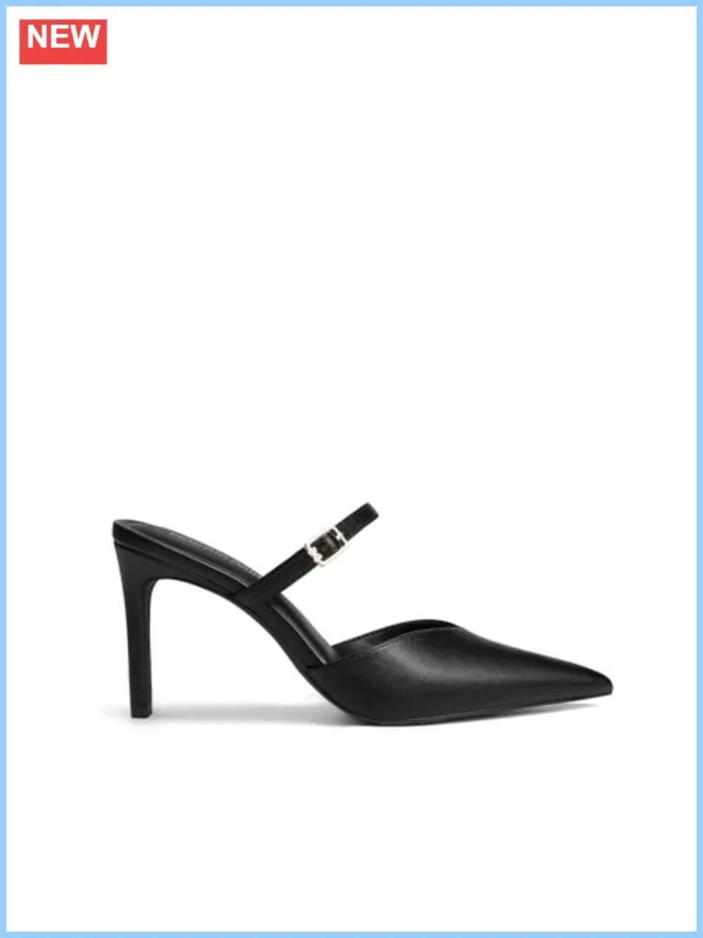Women's Pointed Toe Stiletto Heel Mules Slip-On Faux Leather Dress Heels